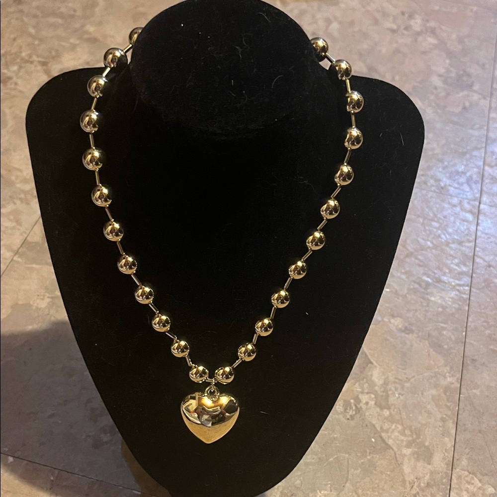 Park Lane Gold Beaded Necklace with Heart Pendant